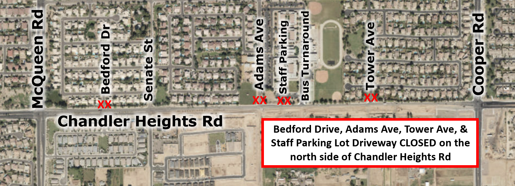 Chandler Heights Road Closure Graphic