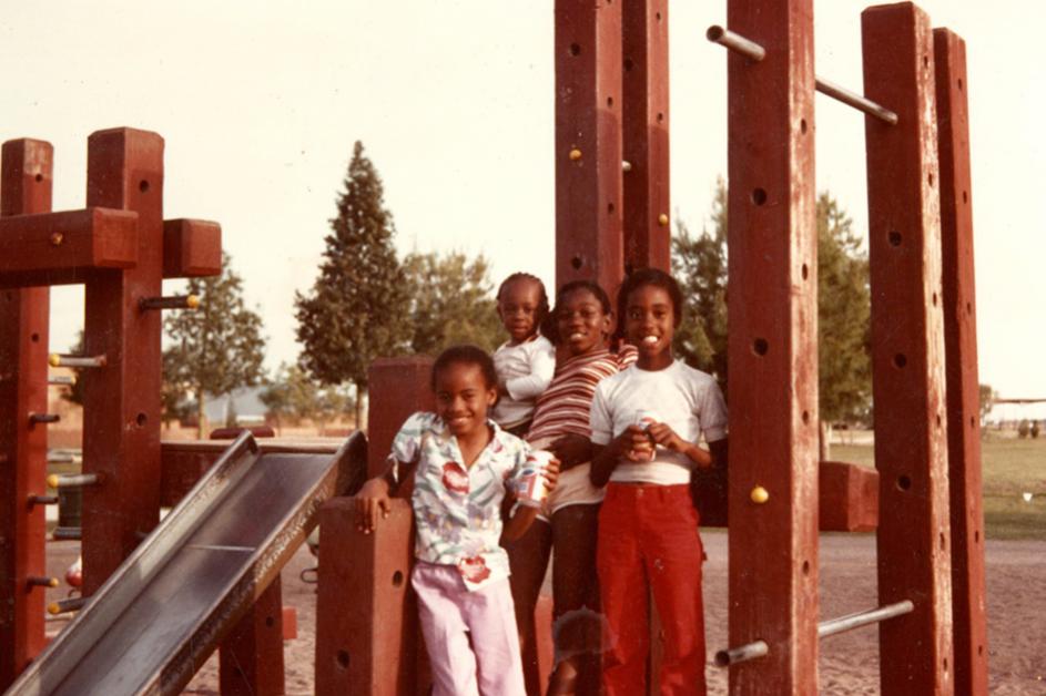 Chandler Park 1970s Metal Slide and Wooden Playground