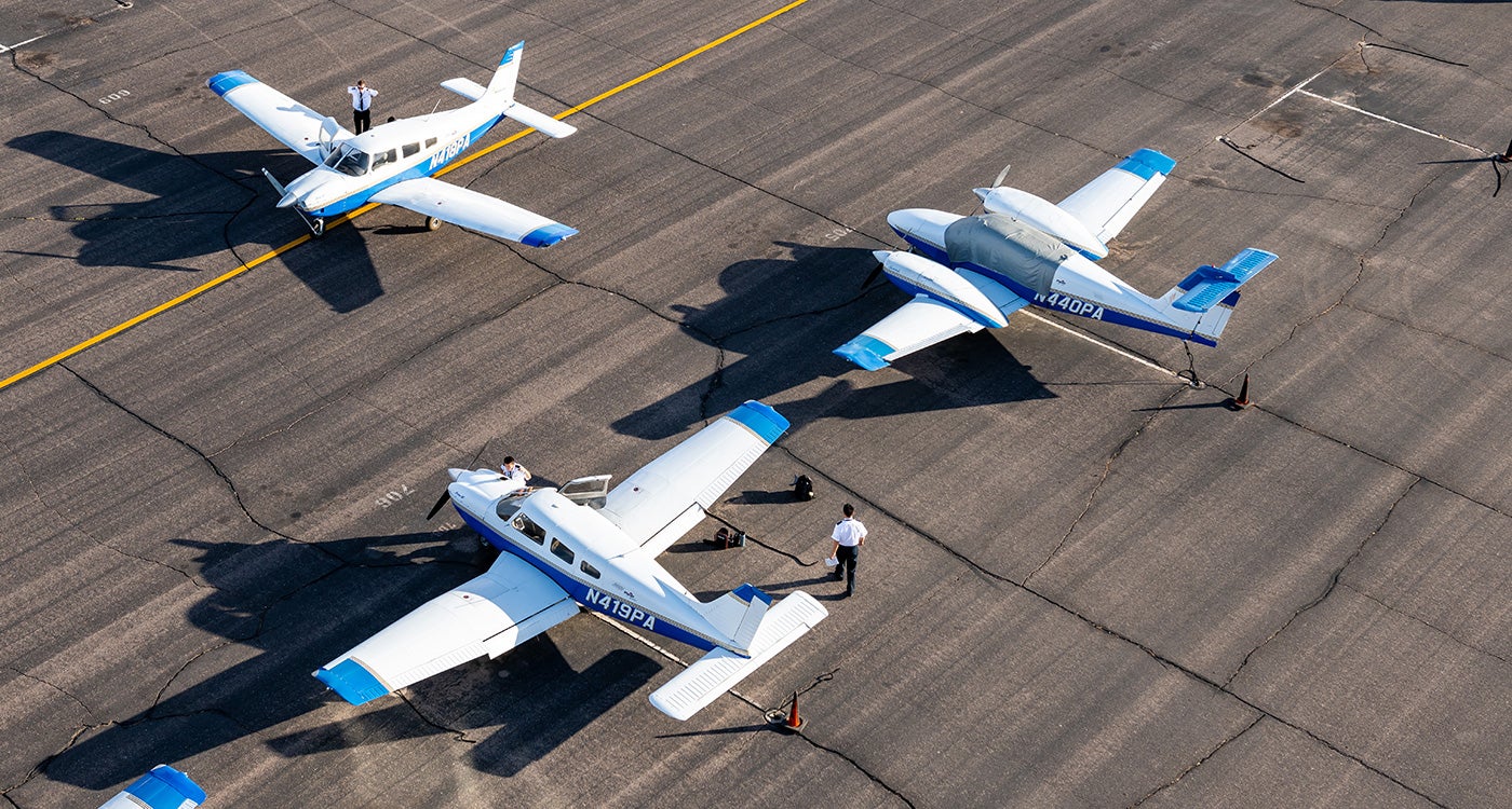 Ariel view of the CHD runway lined with planes