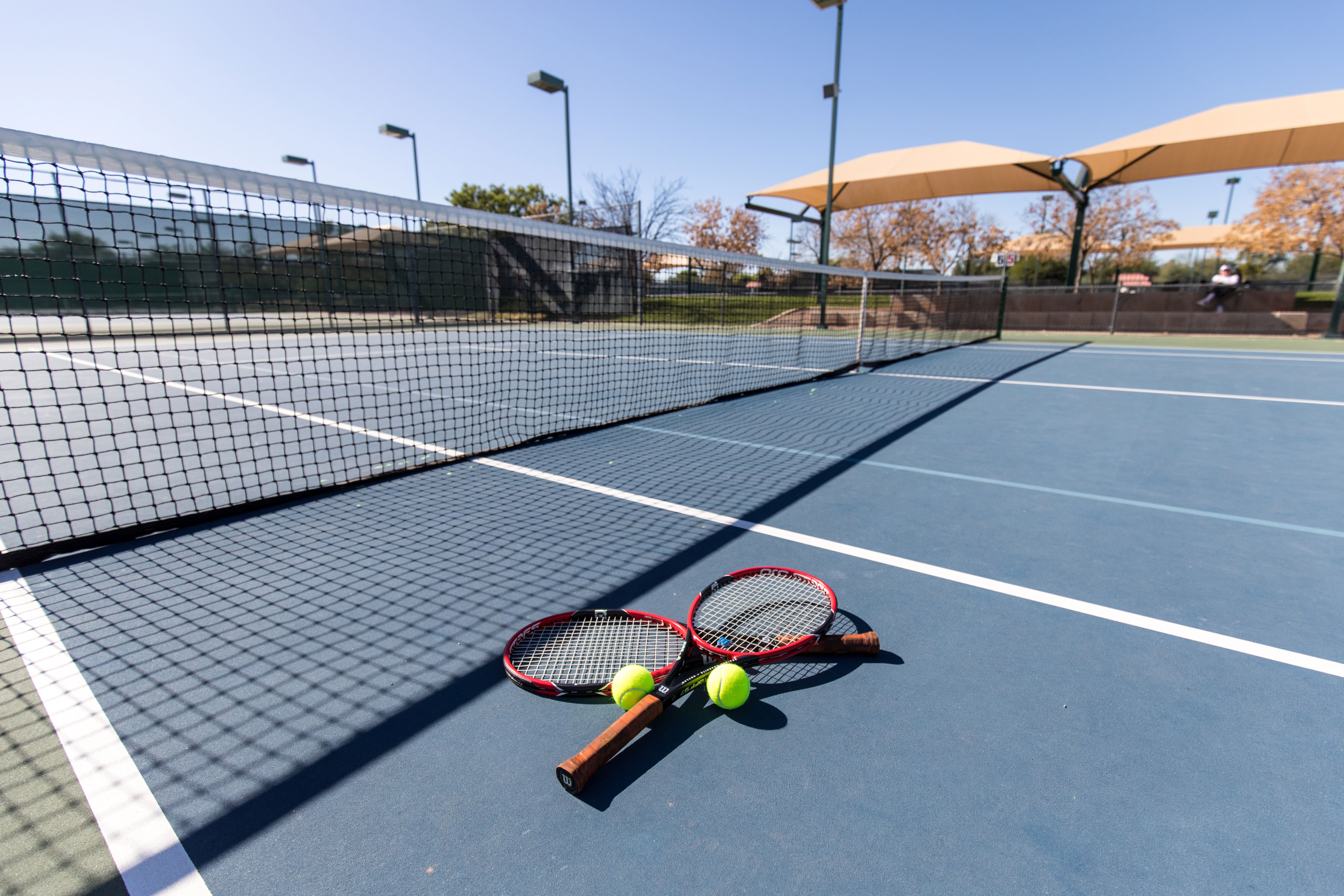 tennis courts and racquet