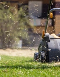 Lawn mower cutting grass