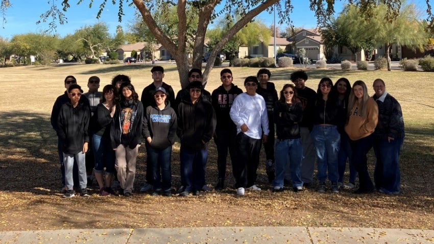 Group photo of students who planted trees at Tibshraeny Park