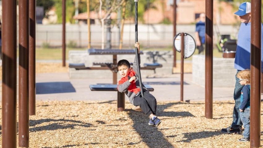 park and recreation childs swing at homestead