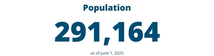 Population: 291,164 as of June 1, 2025