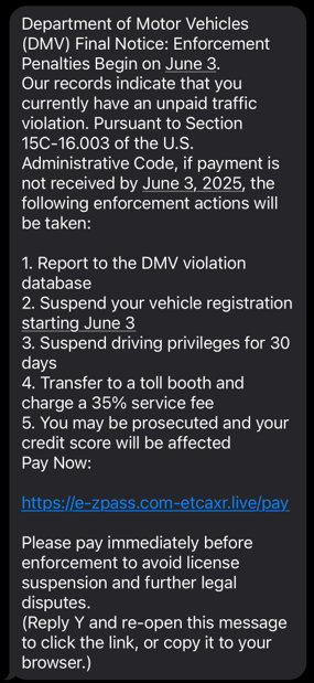 Potential Scam/Phishing Warning