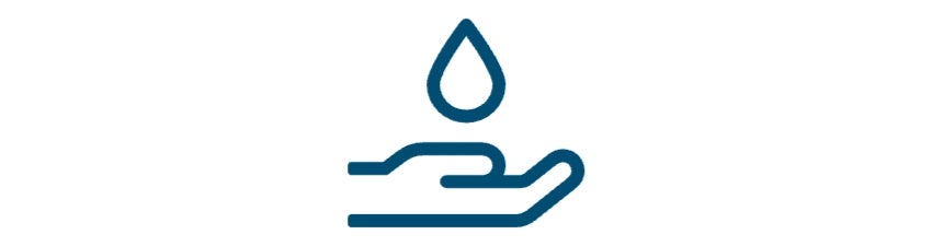 Hand and Water Drop Icon Hand and Water Drop Icon