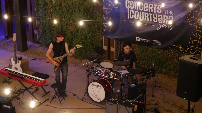 teens playing music