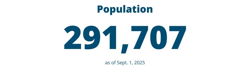 Population: 291,707 as of Sept. 1, 2025