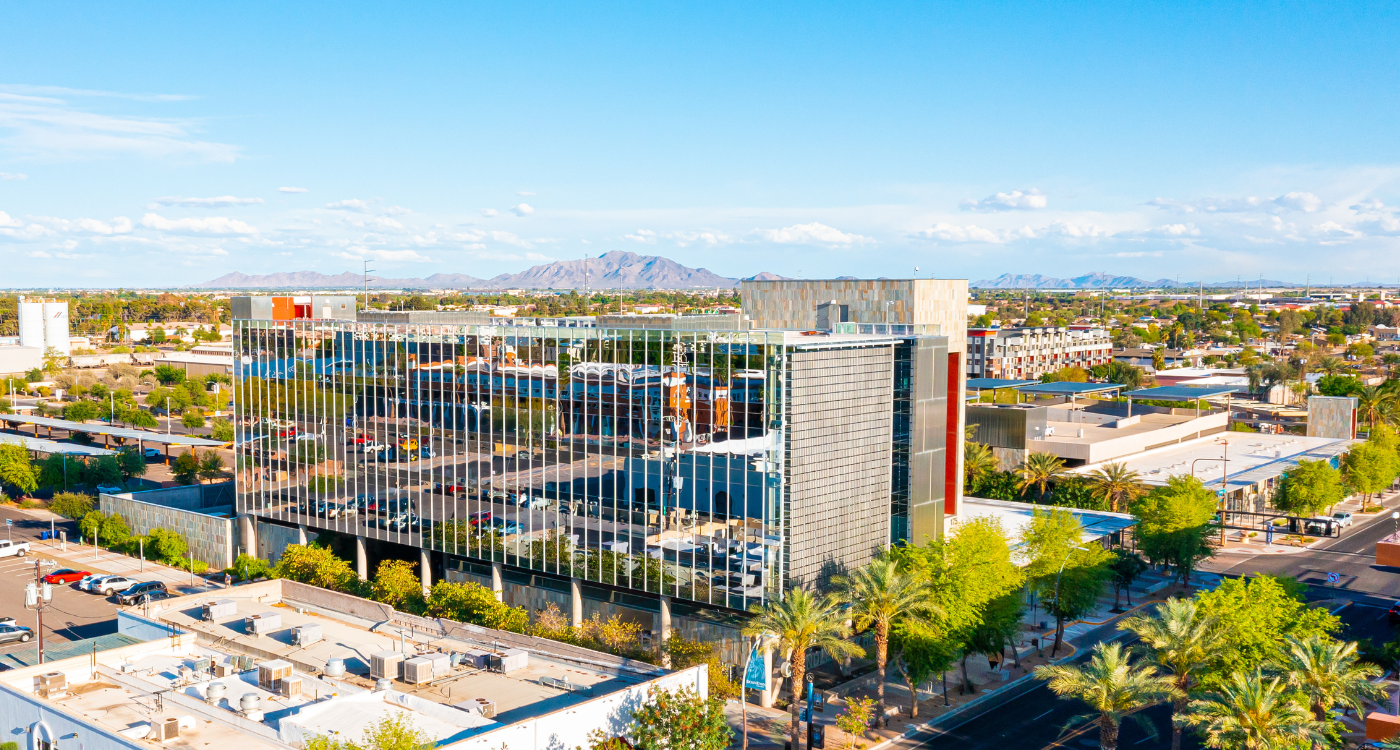 Aerial view of city hall