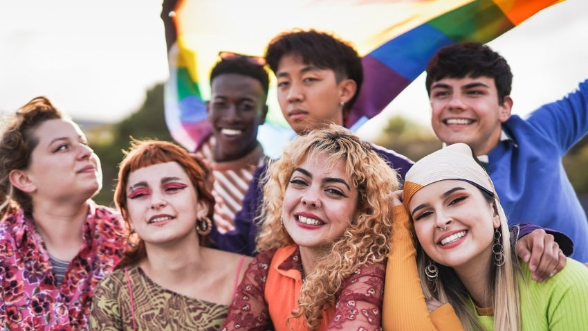 group celebrating pride