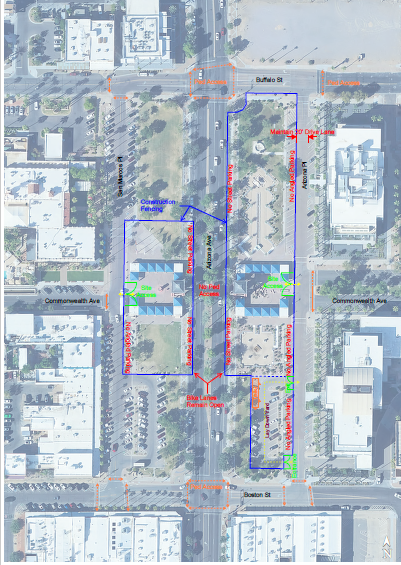 Dr. A.J. Chandler Park Renovation Map Streets Closed