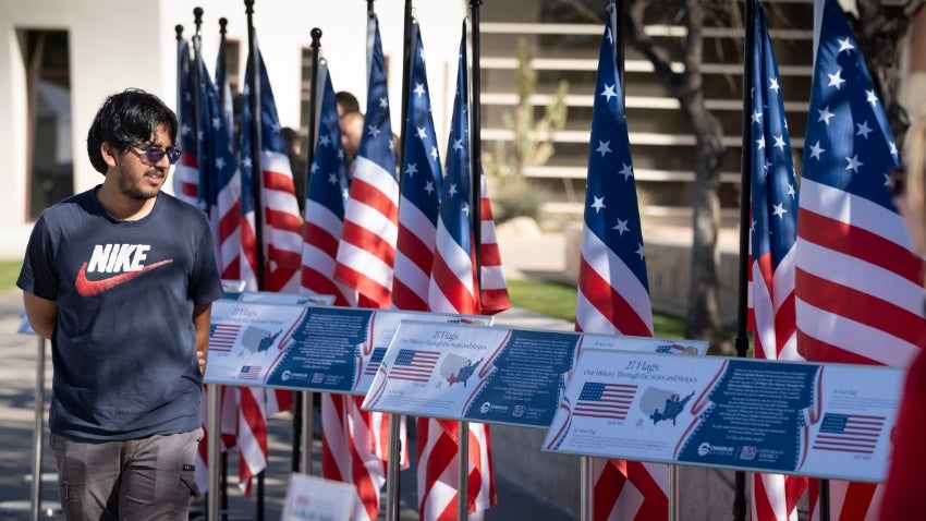 Man observing the 27 Flags display
