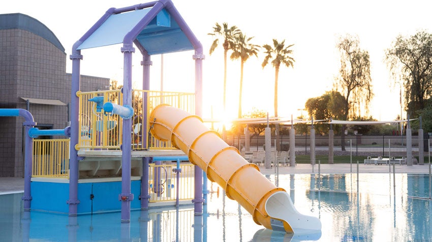 One of the children's slides at a City of Chandler pool