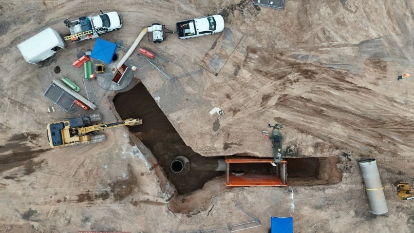 Aerial view of a construction site