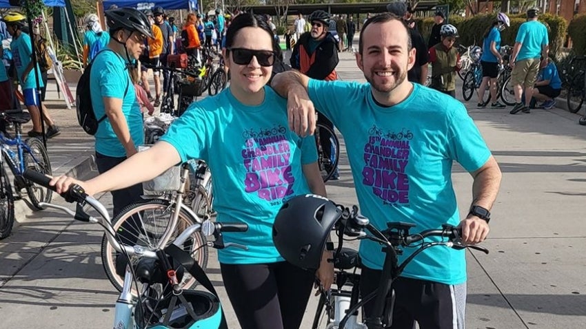 Couple at Family Bike Ride