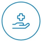 Hand with Cross Icon for Health and Wellness