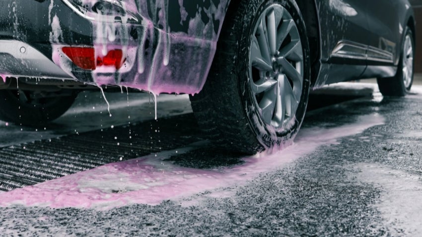 Car wash soap going to drain.