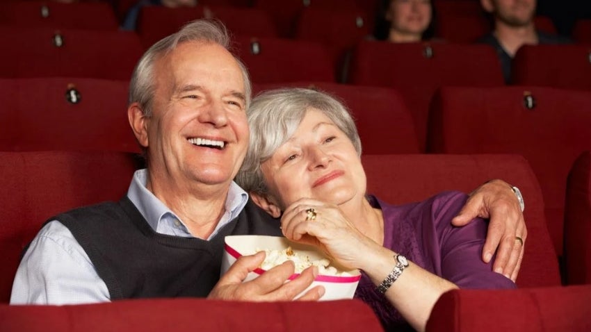 Senior couple at the movies