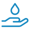 Hand holding a water droplet icon for Water Conservation in Action