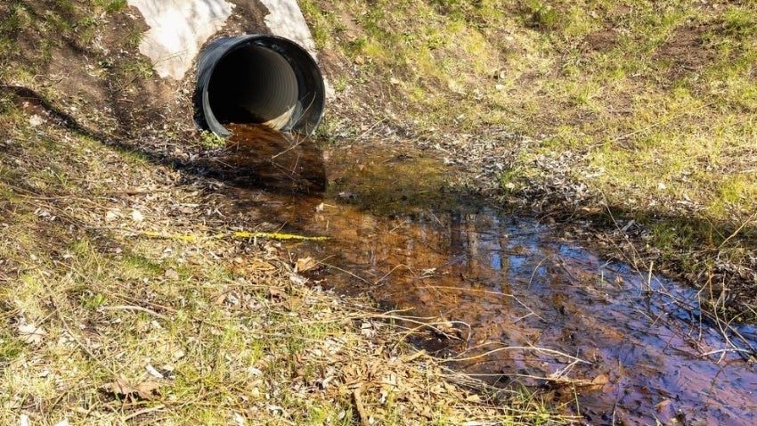 Storm drain releases into the park