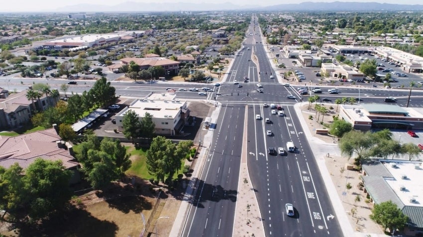 Aerial view of an intersection in Chandler