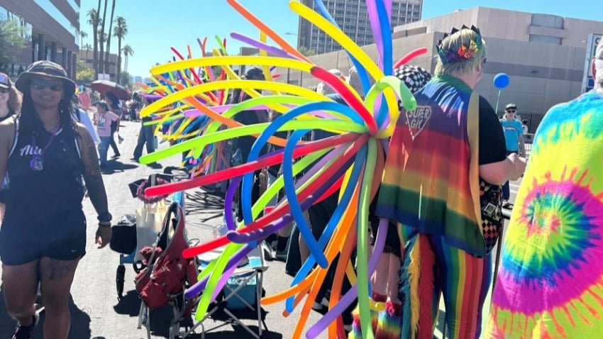 colorful ballons at a pride event