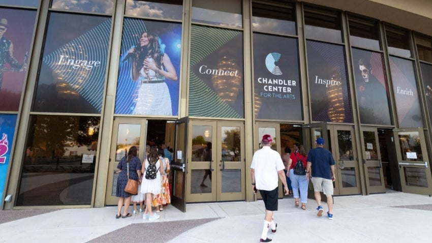 People entering the Chandler Center for the Arts