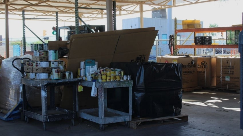 stacks of household hazardous waste