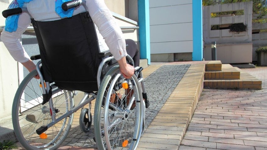 Wheelchair ramp at a home residence