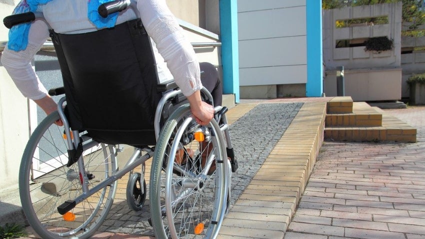 Wheelchair ramp at a home residence Wheelchair ramp at a home residence