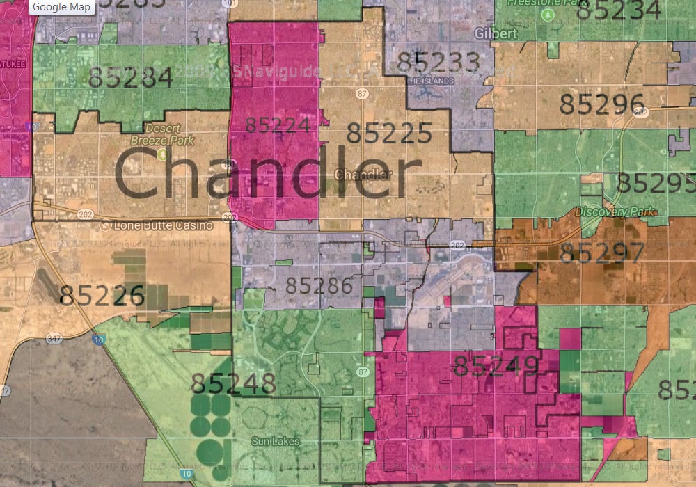 Chandler Zip Code Map Map Library | City Of Chandler