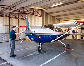 Hangar and pilot and Chandler Municipal Airport