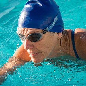 Active adult enjoying a swim class