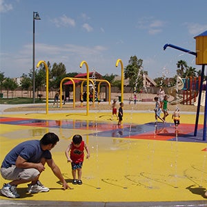 Local kids enjoying Espee Park Spray and Splash Pad