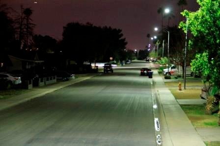 city street lit with street lights