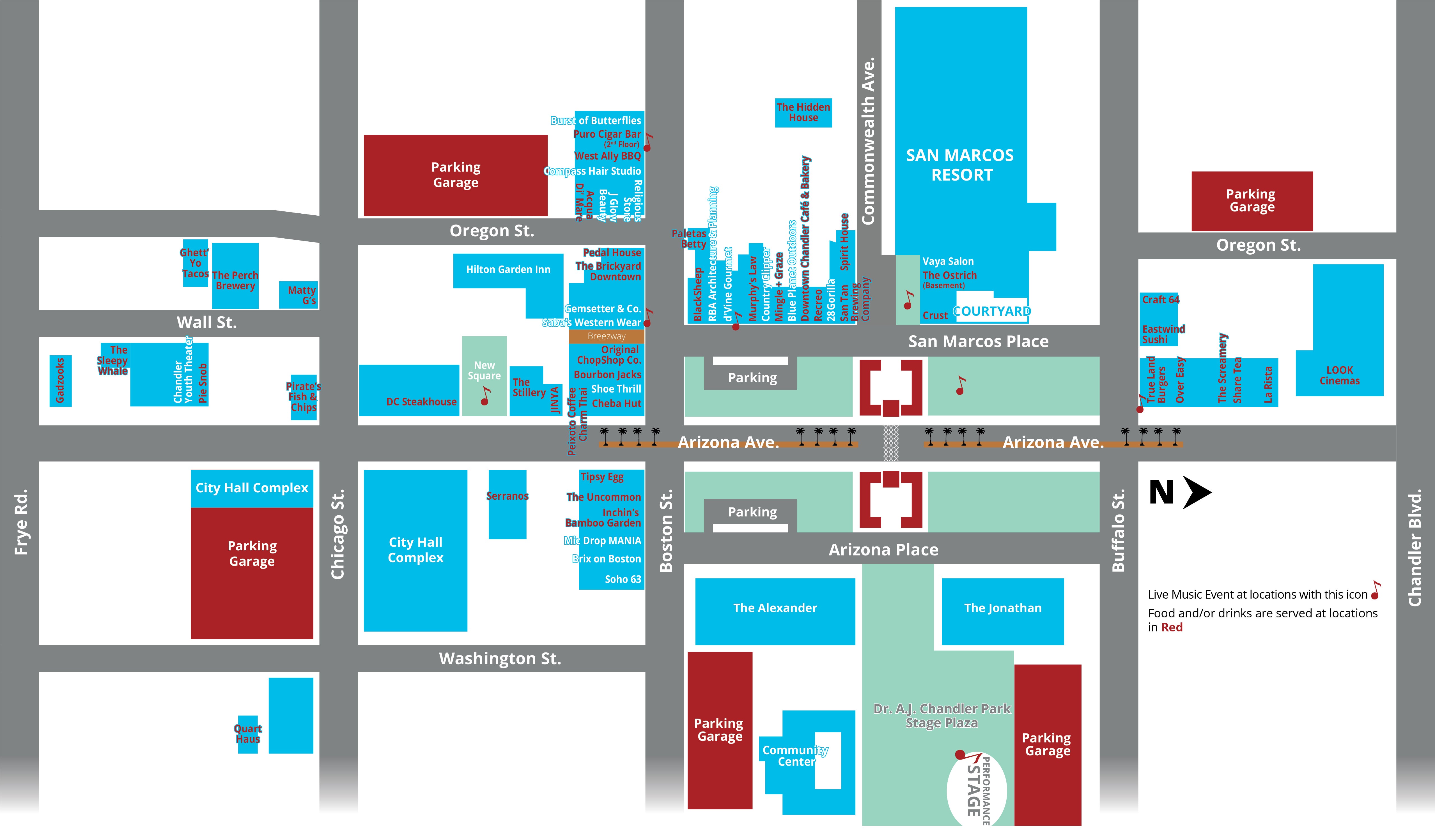 Downtown Map with Performance Locations