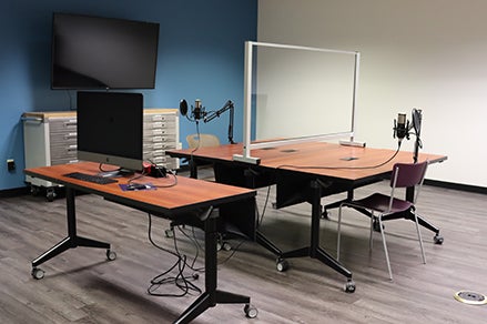Modified production space for recording oral histories. Modified production space for recording oral histories.