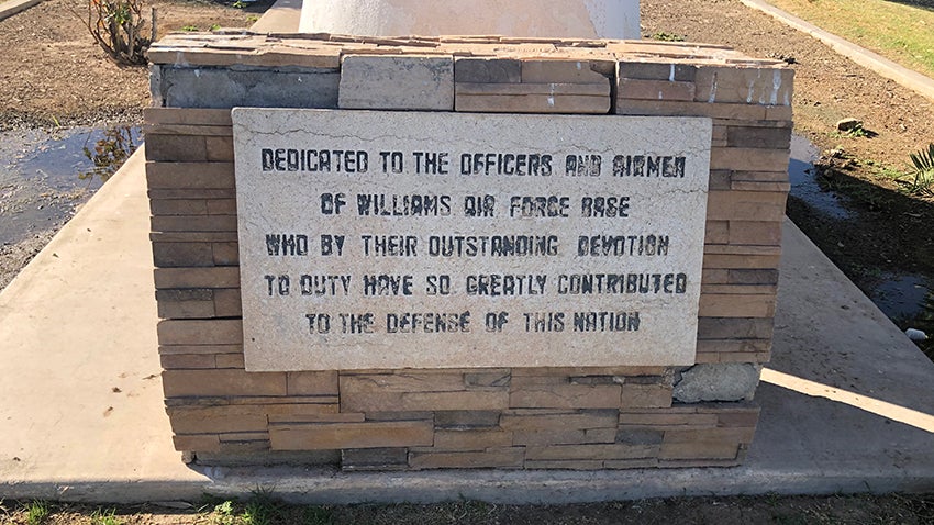 Memorial Plaque Korean War-Era Plane Williams Base