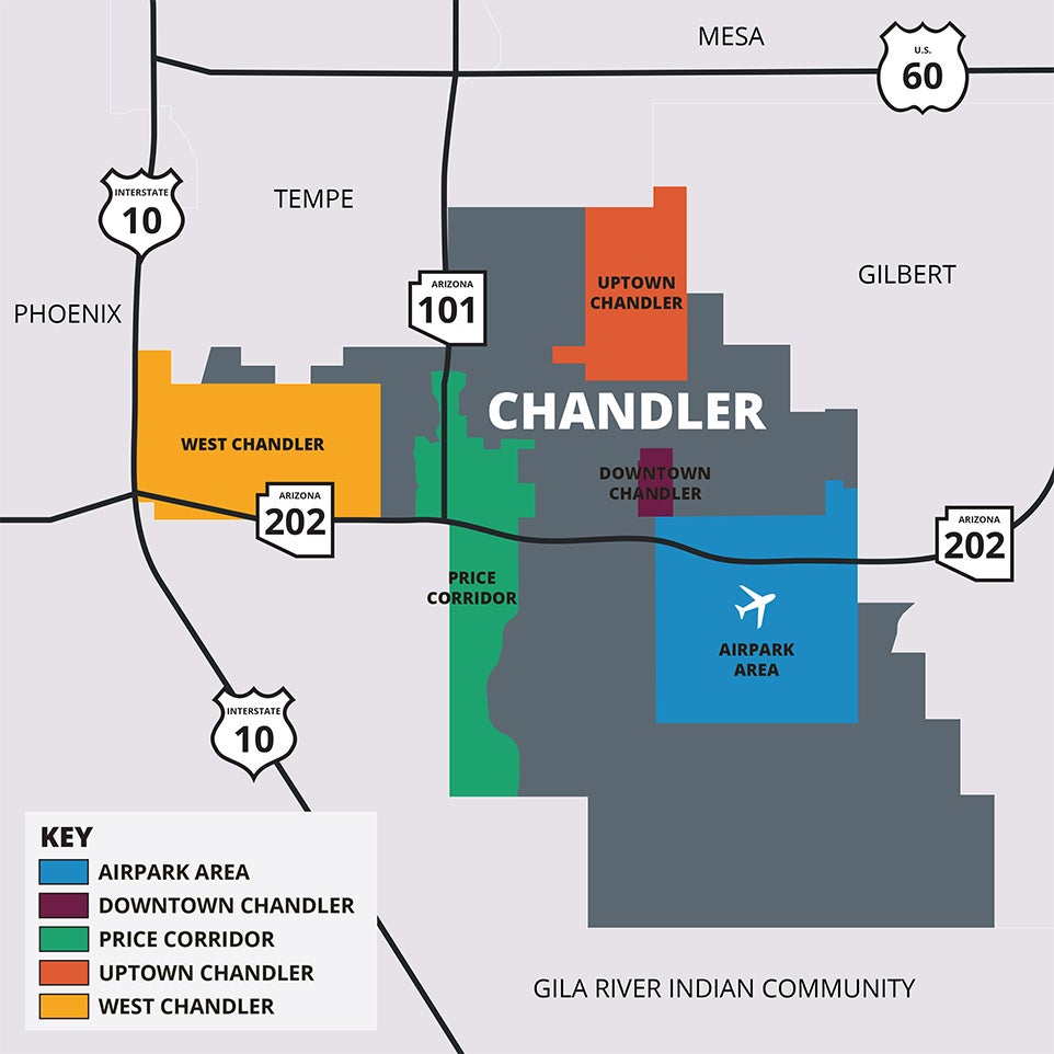 City of Chandler Employment Corridors Map