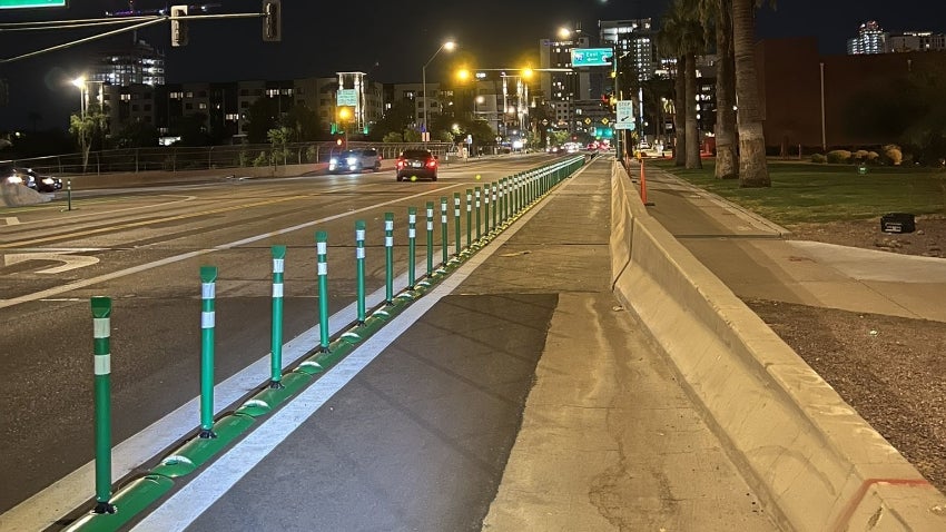 Protected Bike Lanes Night
