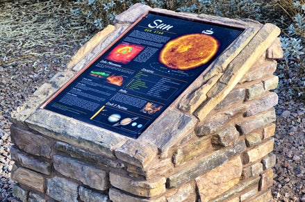Solar System Walk monument for the Sun at Veterans Oasis Park