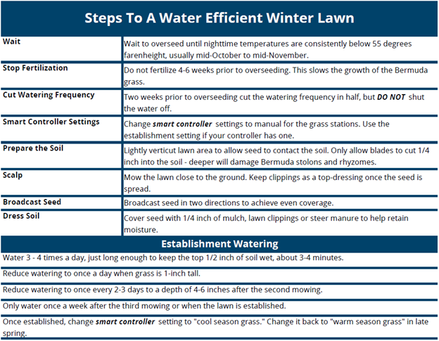 Steps to a Water Efficient Winter Lawn Steps to a Water Efficient Winter Lawn