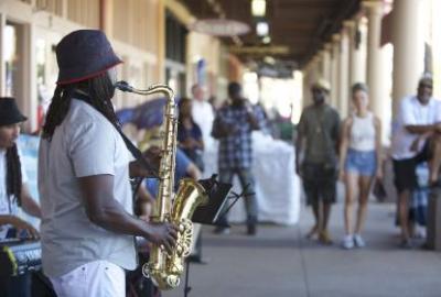 jazz musician playing in downtown Chandler
