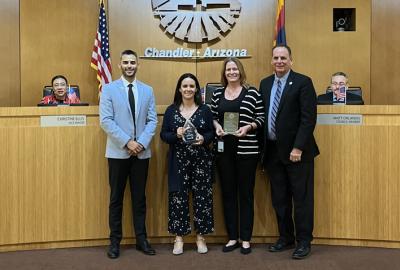 Staff and City Council presenting the 2025 HAWP award