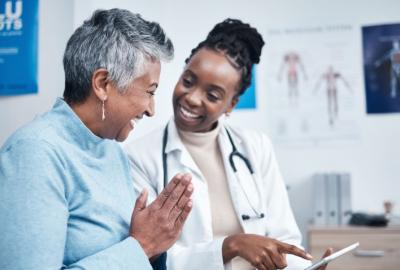 Female senior with her female doctor during a doctor's appointment