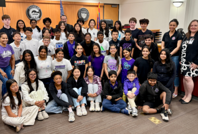 Students from Arizona College Prep Middle School in a courtroom