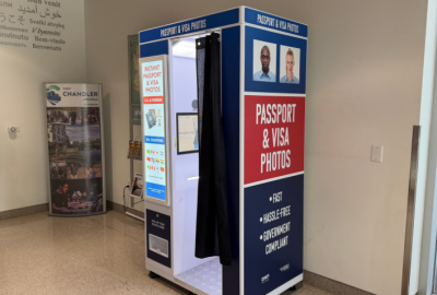Passport photo booth located at Chandler City Hall