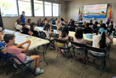 classroom of school visit to Chandler Airport