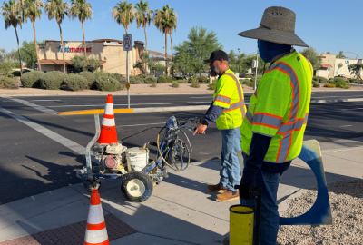 Traffic Operations team prepping intersection