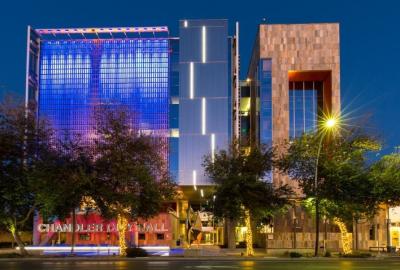 Exterior of Chandler City Hall at night